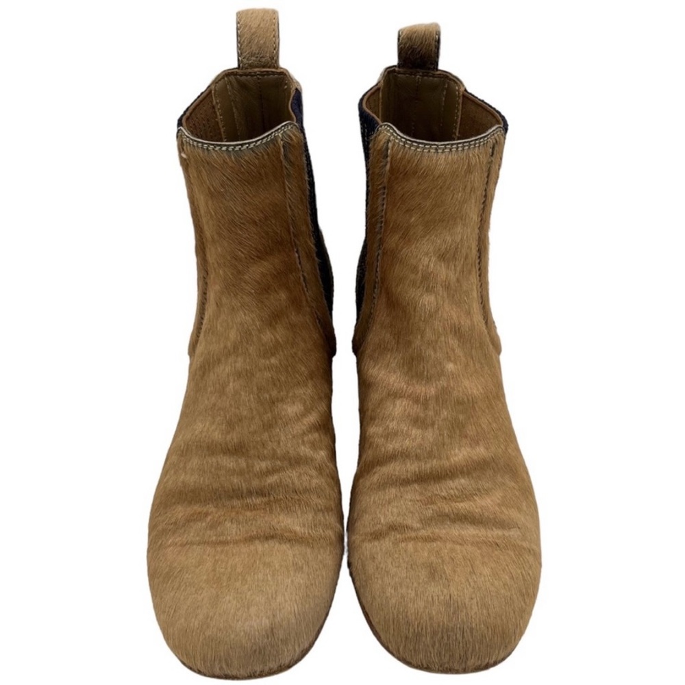 Chanel Pony Hair Block Heel Ankle Booties Tan Boots EU 37 US 7 - Picture 6 of 10